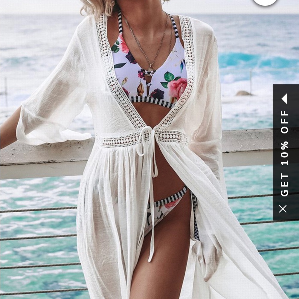 NWT White open back Cover Up - one size